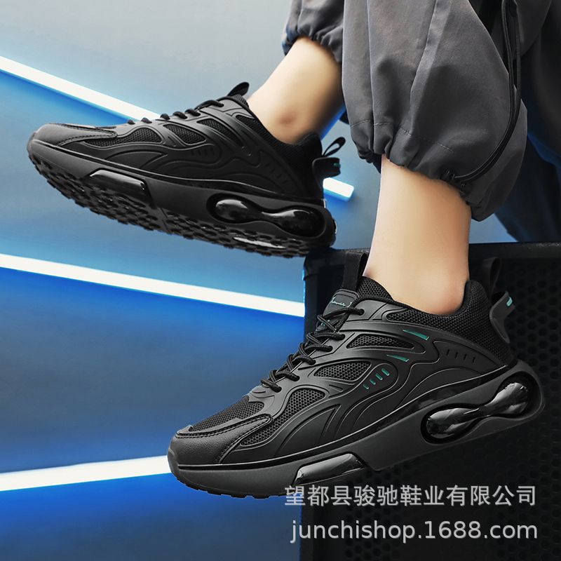 Zapatos de hombre de comercio exterior nuevos zapatos transpirables de cuero para correr Four Seasons versátiles zapatos de moda casuales zapatillas de plataforma de cojín de aire para hombres