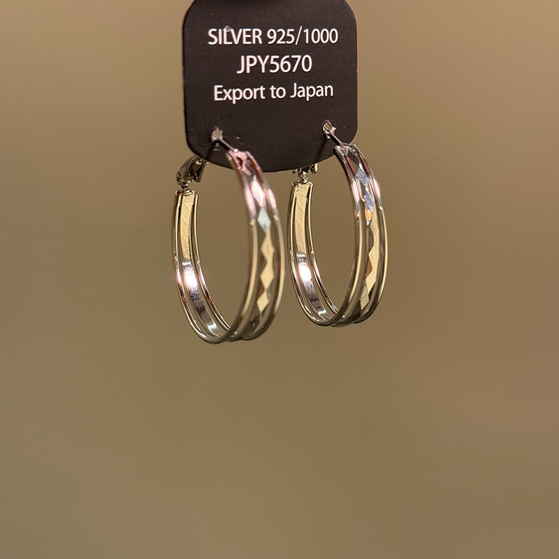 Europa y los Estados Unidos transfronterizos agujas de plata aretes de metal fríos aretes de estilo estilo universal simple aretes de diseño de nicho