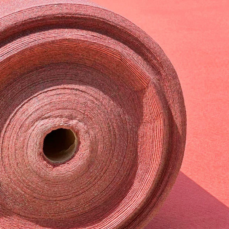 Exhibition roll carpet, thickened abrasion‑resistant, smoke gray and flame‑retardant red, widths up to 4 m