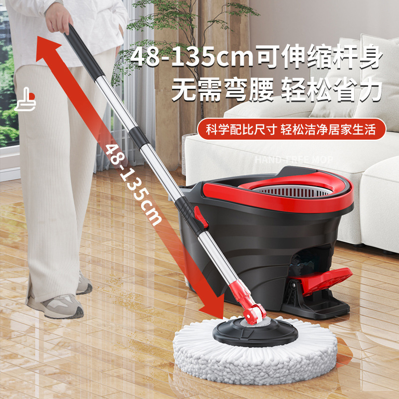 脚踏旋转拖把免手洗家用一拖净拖把桶套装伸缩杆手压双驱动拖地布|undefined
