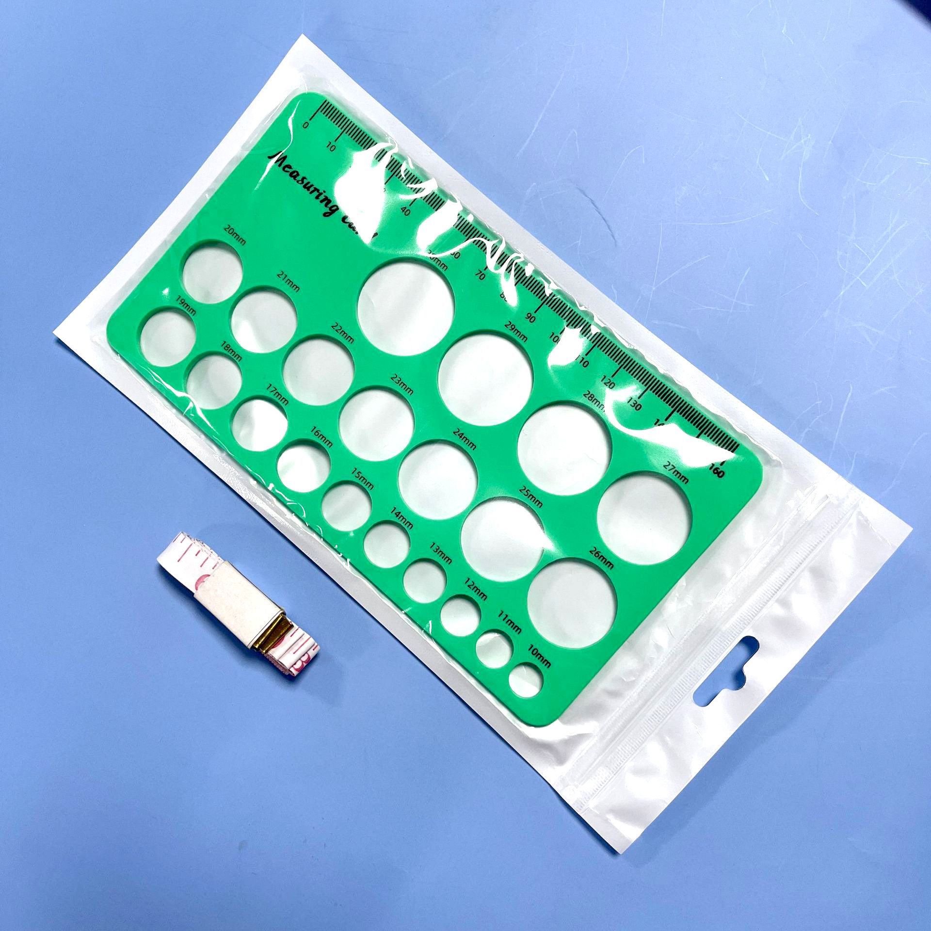 녹색 단면 인쇄 + 프렌치 자 + 진주빛 가방 포장