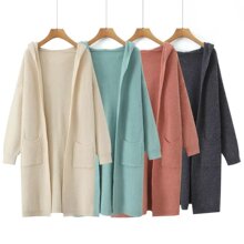 za2025时尚ur女装跨境外贸加厚慵懒百搭气质加厚连帽长款开衫外套