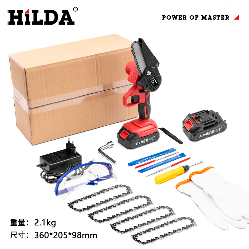 Motosierra de batería de litio HiLDA/Hilda, sierra para trabajar la madera, sierra para cortar madera, sierra eléctrica de 4 pulgadas con una sola mano, sierra para cortar madera de jardín