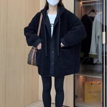 大码女装2024冬季新款宽松显瘦加厚外套胖高级感羊羔毛皮毛一体