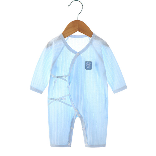 Baby jumpsuit summer thin boneless newborn clothes pure cotton harem long-sleeved air-conditioned clothes baby pajamas summer