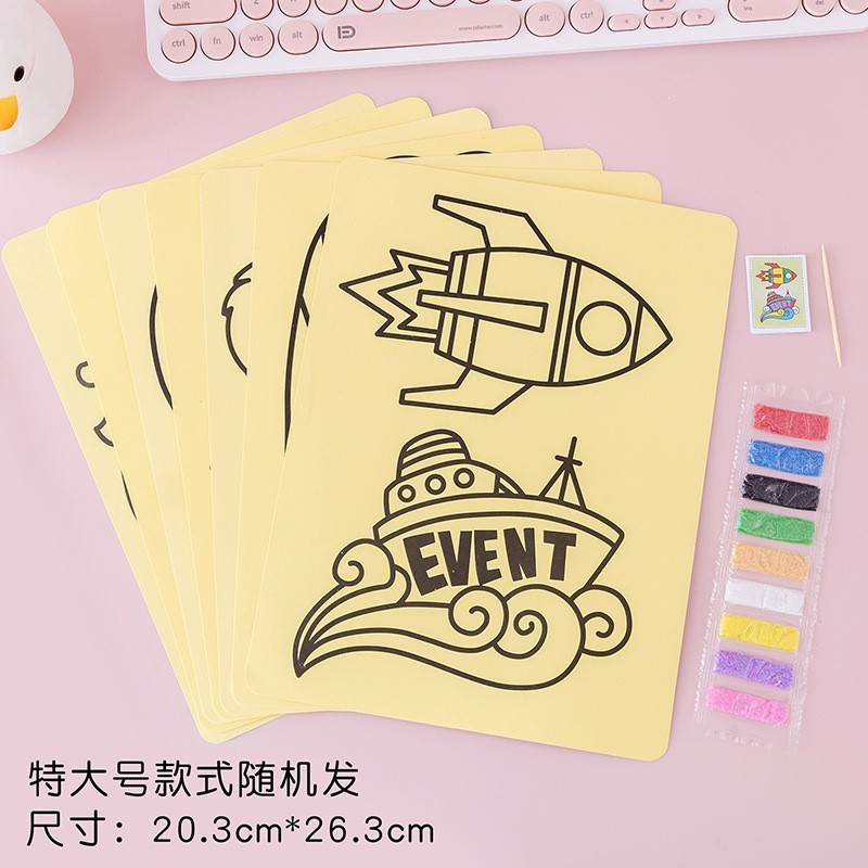 Pintura de arena para niños fondo amarillo pequeño crecimiento mediano y grande juguetes educativos jardín de infantes estudiantes de escuela primaria tarea hecha a mano creativa al por mayor