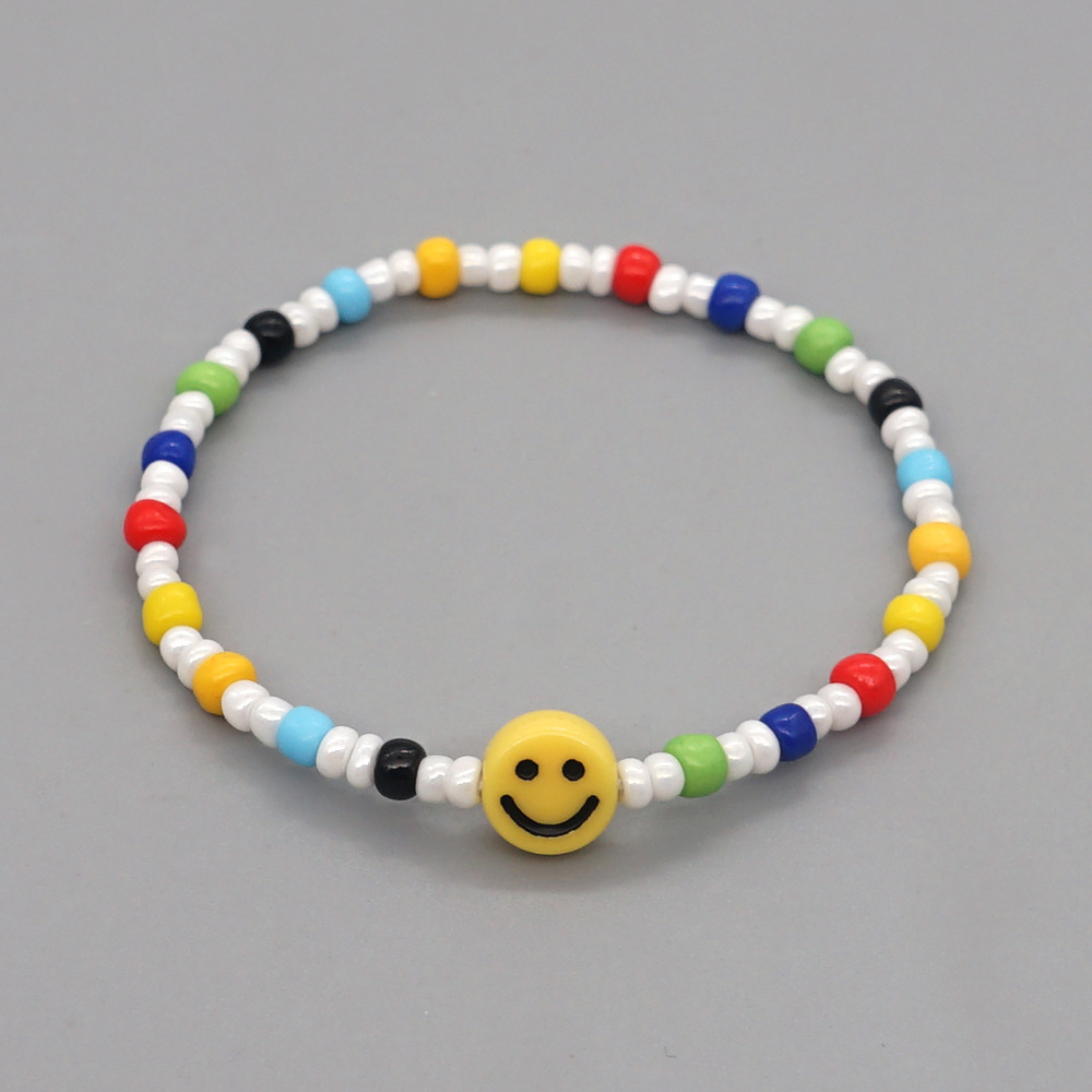 Yellow Smiley Face Acrylic Color Rice Bead Bracelet Wholesale Jewelry Nihaojewelry display picture 5