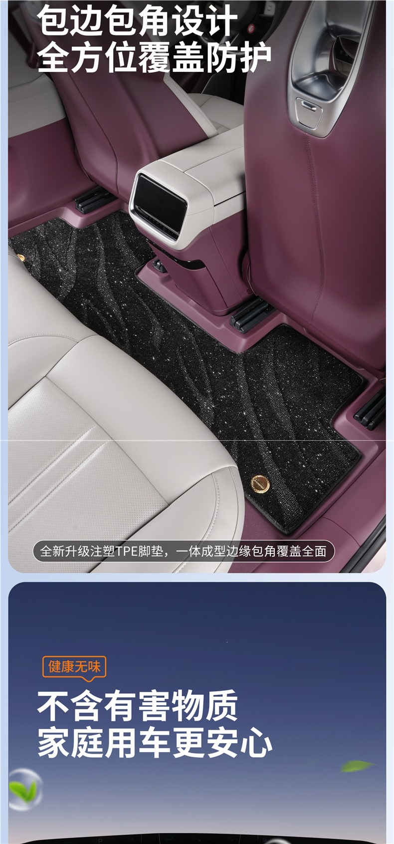 Suitable for Xiaomi YU7 car floor mats, TPE full-coverage starry sky carpet, special floor mats, trunk mat, interior accessories