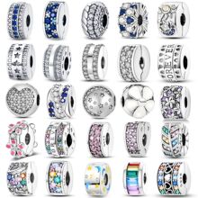 Silver Clasp Sterling Silver CZ pave Clip Charms Daisy Beads