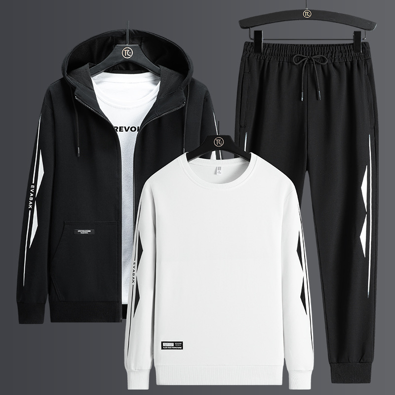 Sudadera extragrande para hombre, traje informal, traje deportivo de otoño e invierno, pantalones jogger de manga larga a la moda, traje de tres piezas.
