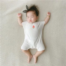 嬰兒夏裝新生莫代爾連體衣寶寶夏季薄款睡衣兒童可愛卡通哈衣
