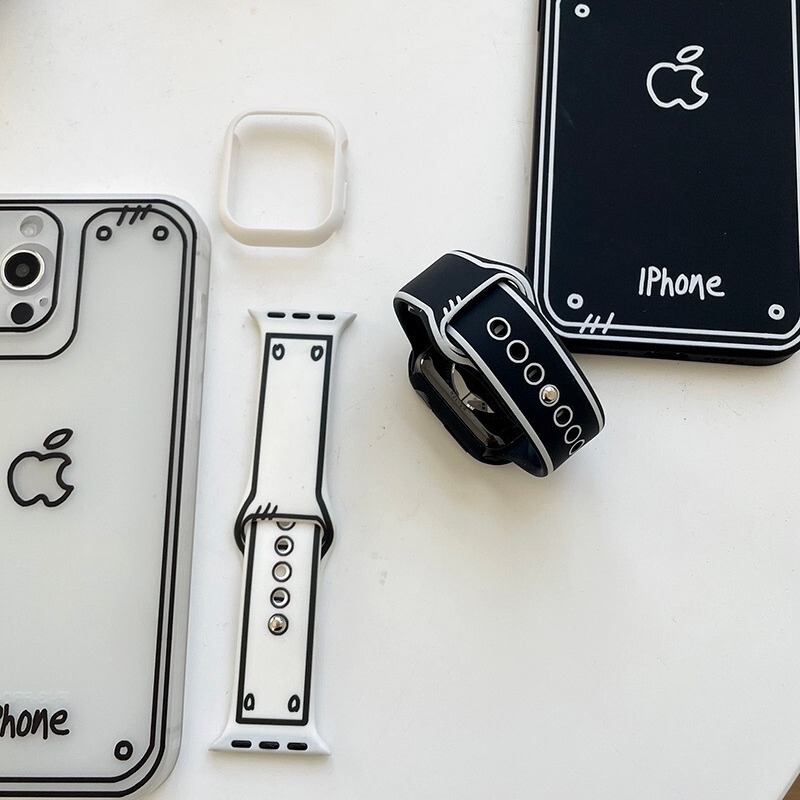 Applewatch8アップル腕時計iwatch7世代漫画プリント二次元白黒シリコンバンドに適用|undefined