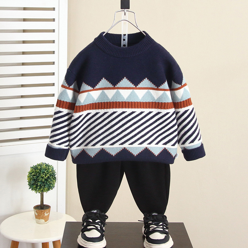 6692 Suéter para niños Otoño e invierno para niños Suéter grueso y cálido 2024 Nuevo estilo de bebé Invierno de estilo occidental image 8