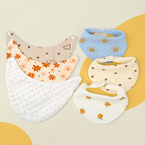 Crepe newborn autumn and winter cotton bib baby bib baby waterproof cute bib triangle towel thickened version