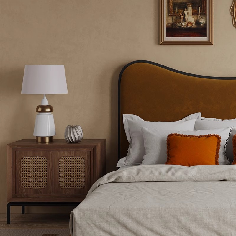 Cama de cuero retrógrada francesa cama de madera maciza cama de 1.8m cama americana cama principal estilo antiguo cama romana