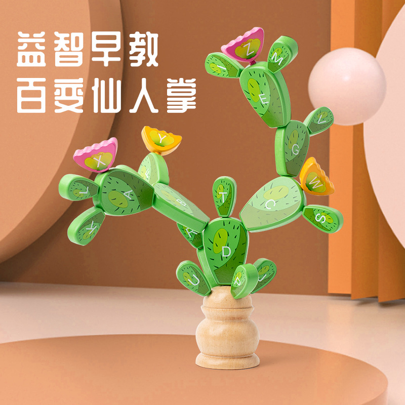 Cactus de madera, bolas de cactus, bloques de construcción, educación temprana Montessori, entrenamiento de pensamiento educativo, juguetes para niños