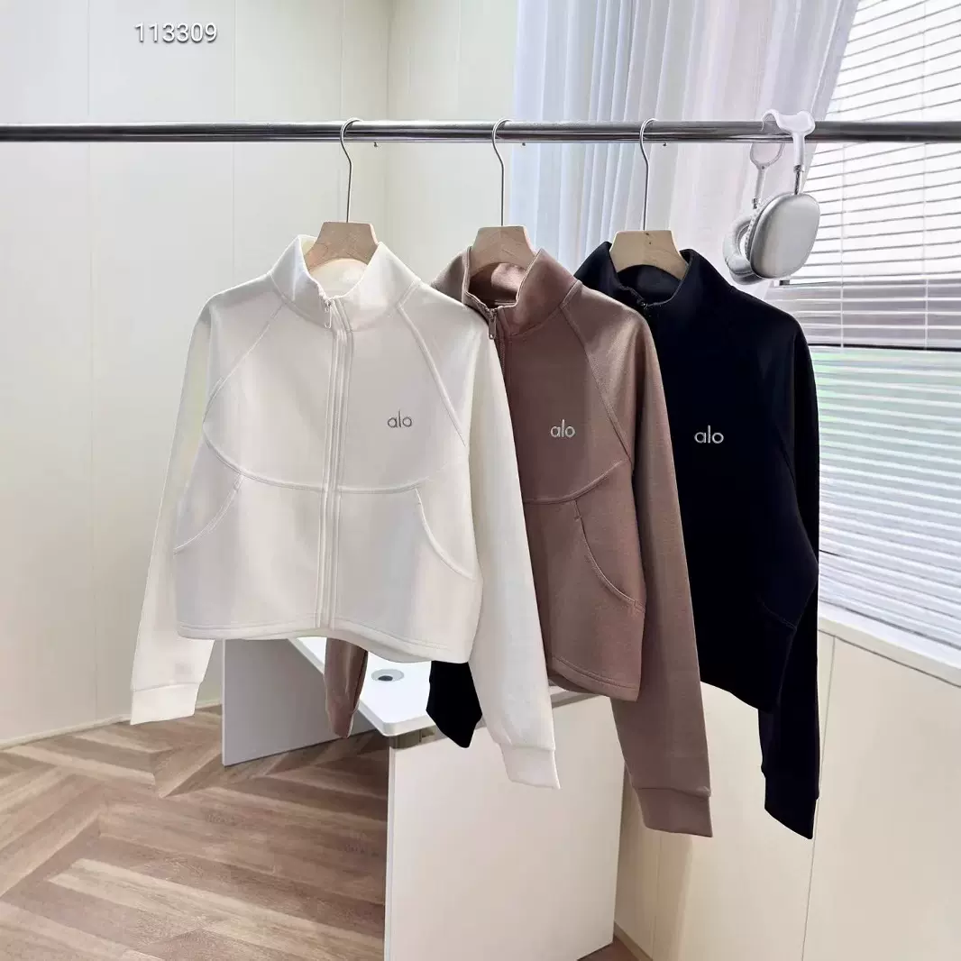 ALOGANT运动外套女春秋宽松立领开衫拉链卫衣跑步健身瑜伽服上衣