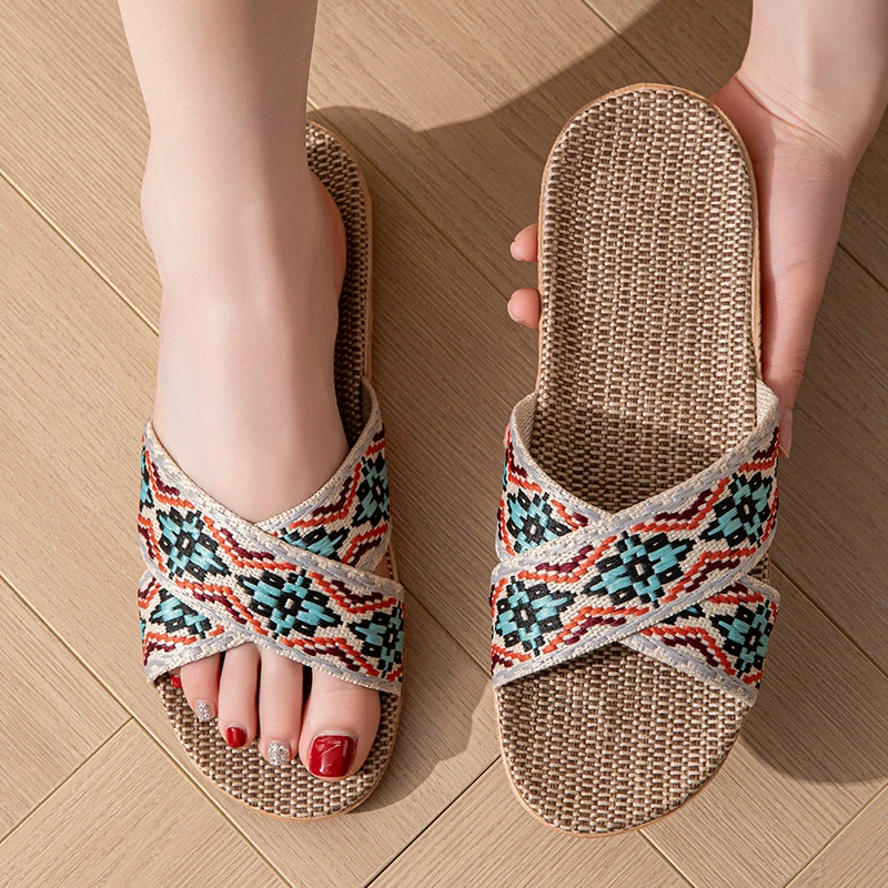 Домашние льняные тапочки для мужчин и женщин