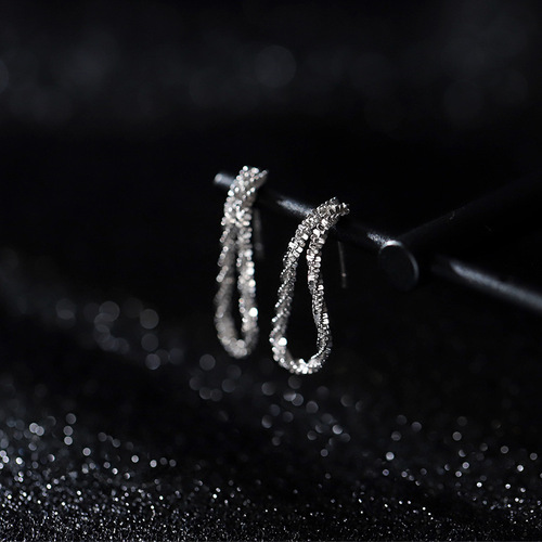 Korean style tassel long earrings cold style ins sparkling earrings silver long thin glittering baby's breath earrings