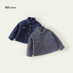 2025童装韩版秋冬装儿童男童棉服休闲韩版衬衫款棉衣女童牛仔外套