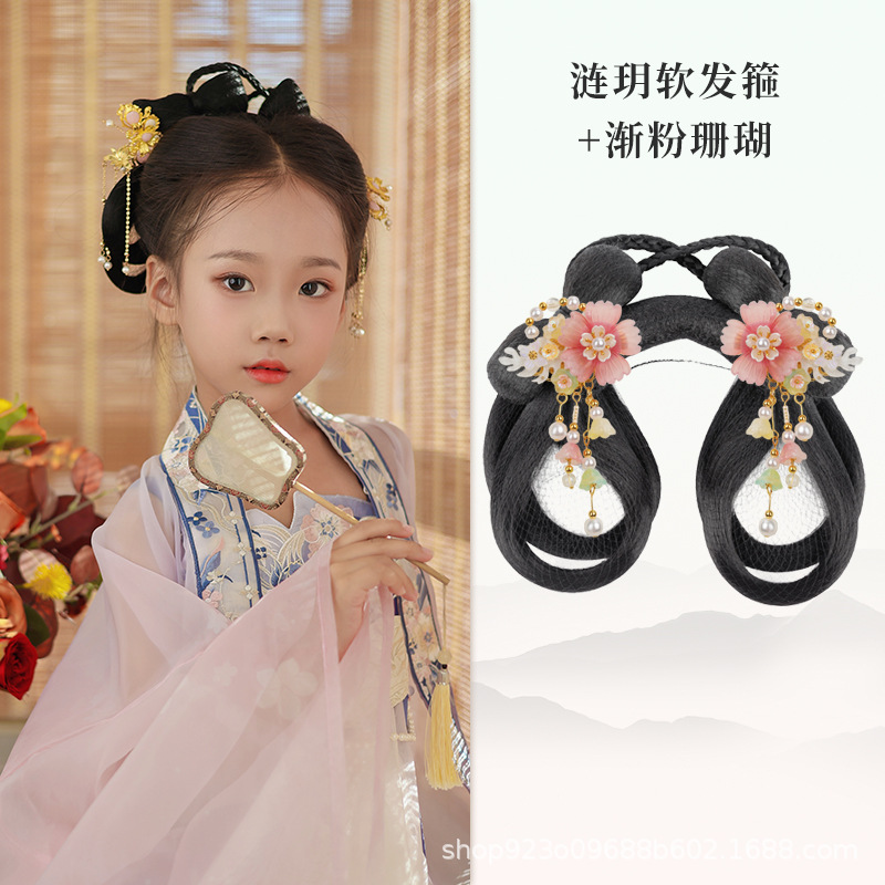 Lianyue 부드러운 헤어 밴드 점차적으로 분말 산호 헤어 액세서리 쌍