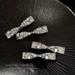 银色水钻锆石蝴蝶结侧边发夹女2025新款高端侧边碎发刘海夹子发卡