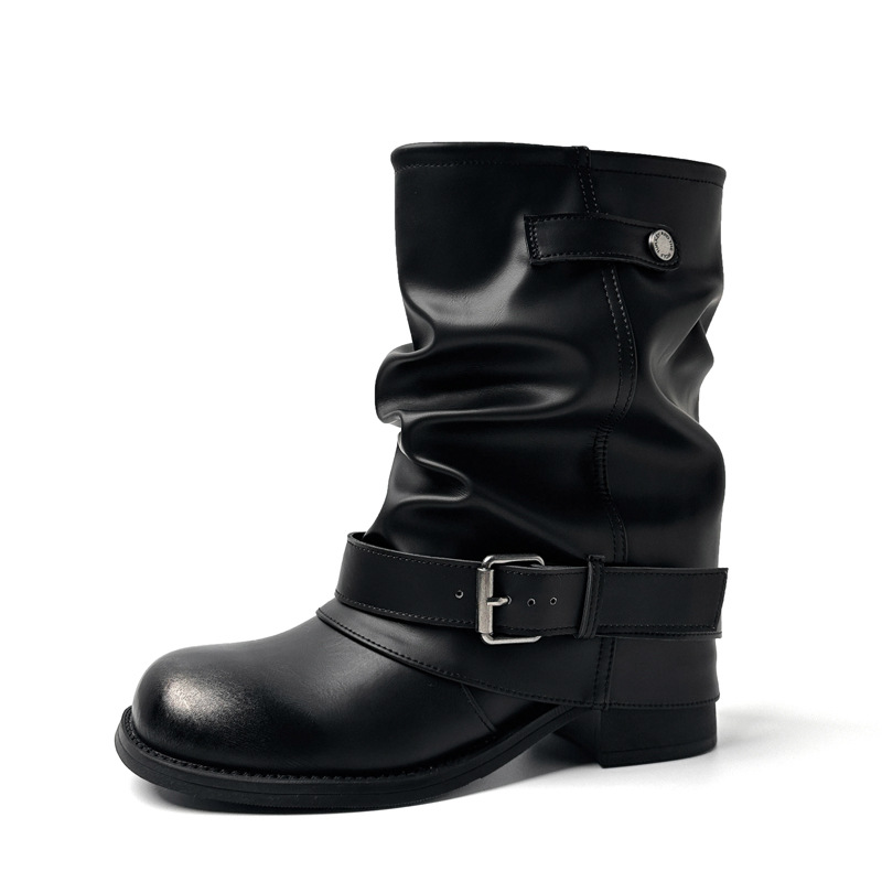 Botas de Caña Media para Mujer con Aumento de 7 cm de Superfibra con Tacón Ancho Antideslizante image 5