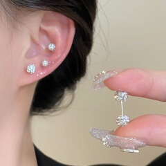 イヤーピアス、おしゃれなイヤリング、軽い高級感と高級感、日常使いに万能、輝くダイヤモンド、爆発的なスパイラル、女性用両頭フルダイヤモンドイヤリング