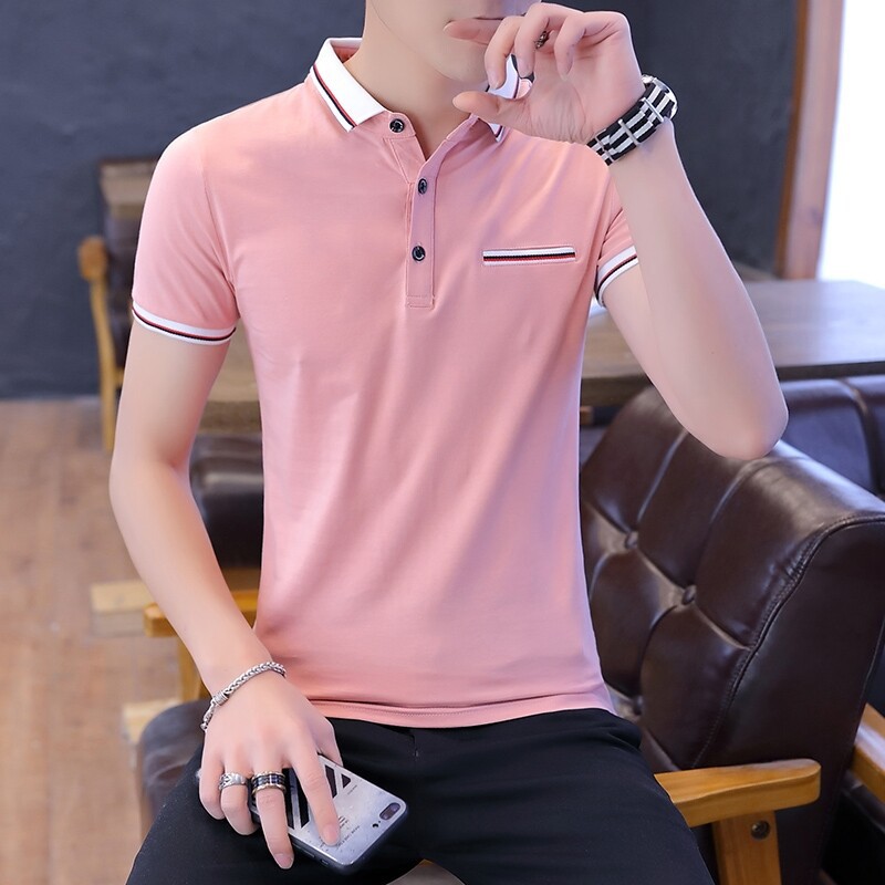 New Cotton Summer Polo Men's Short-Sleeved T-Shirt Korean Style Lapel Polo Trendy Men's Top