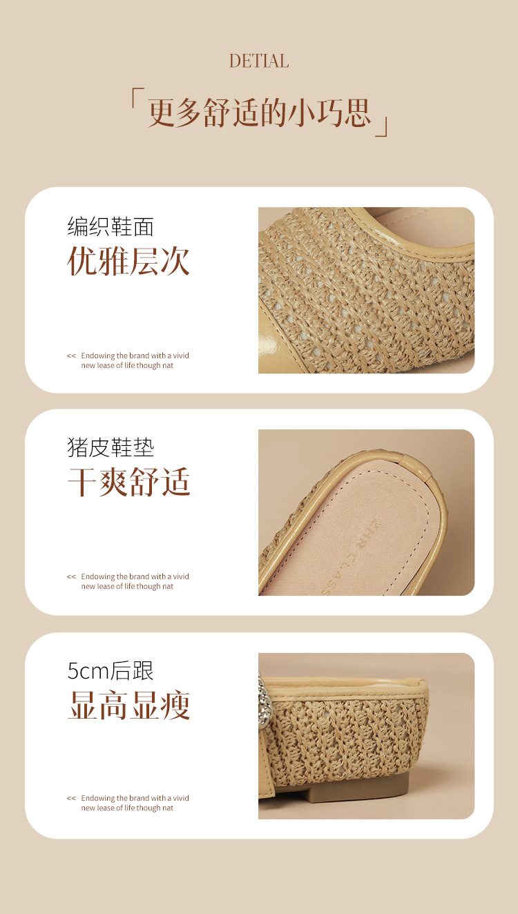 Sandal nữ hở mũi đính đá chuỗi mắt xích phong cách Pháp — MN33 màu vàng chi tiết 10
