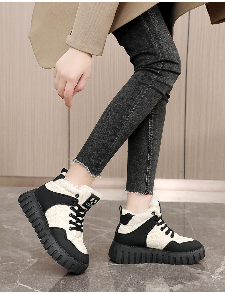 KT2512-2 new 2024 winter thick soled women's shoes with color matching and plush insulation cotton shoes, high top_voghion.com