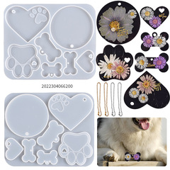 Yuhumor Crystal Droplet Resin DIY Pet Tag Heart Cat Paw Round Bone Pendant Silicone Mold