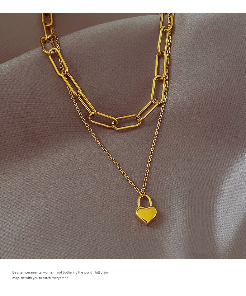 Fashion Heart Shape Titanium Steel Necklace 1 Piece