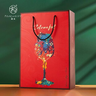 Factory in stock red wine packaging gift box wholesale two-pack red wine paper bag packing box wine box printable LOGO