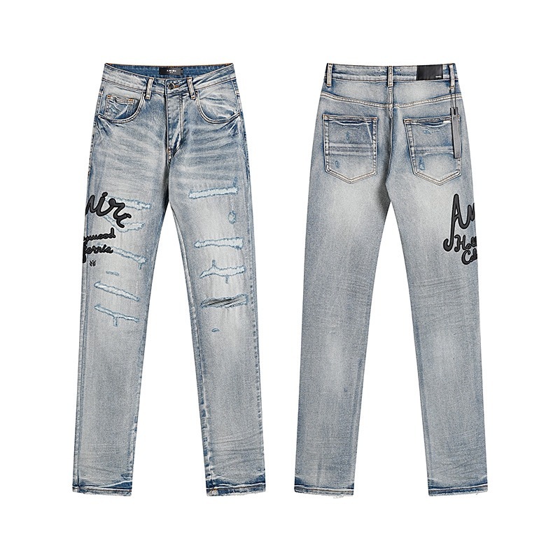 Ksubi トレンディなパープル新 AM スプラッシュインクプリントハイストリートレトロリッピングカジュアルメンズとレディーススリムジーンズ|undefined
