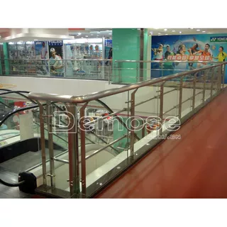 走廊商场 广场不锈钢防护栏 钢化玻璃栏杆 室内 中庭围栏