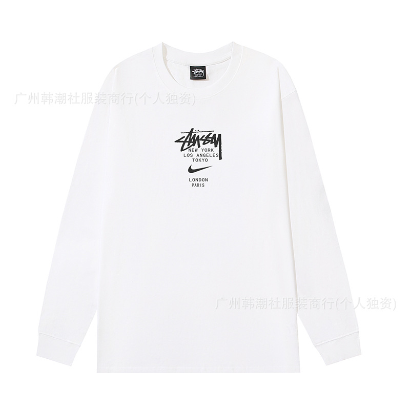 原標クロスボーダーの新型潮牌stuツアーの経典のアルファベットのプリントの丸首の長袖のtシャツは代行します。