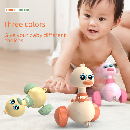 Children's pressing duck toy, pressing back rebound car, inertia sliding, swaying animal baby crawling learning toy, wholesale