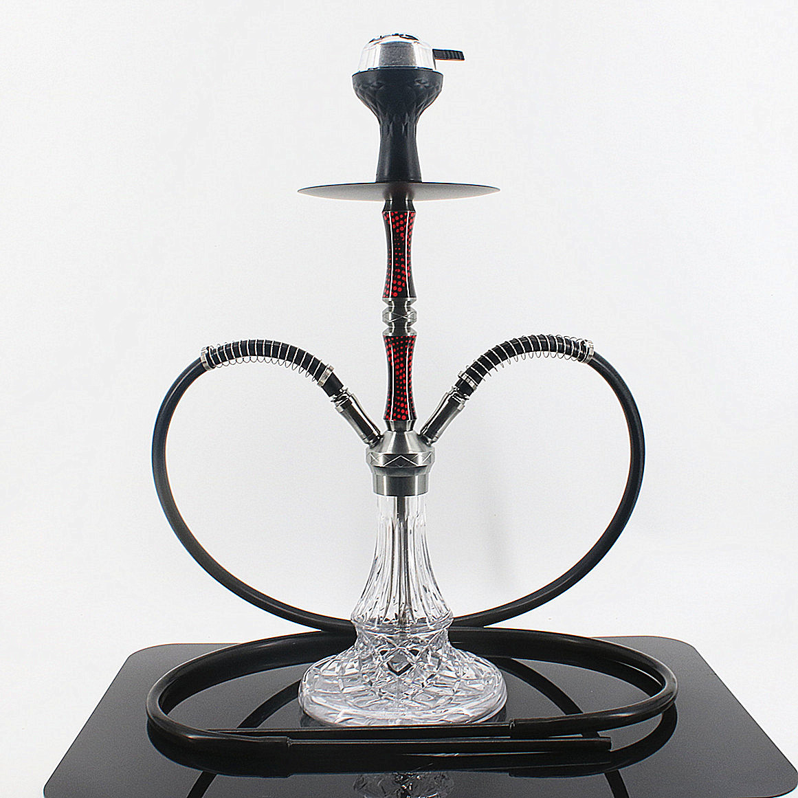 중간 이중 튜브 빨간색(실리콘 스모커 카본 분리기) - 패키지 없음