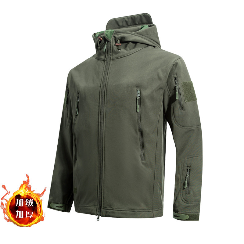 Shark Skin Soft Shell Jacket Men's Winter Fleece-Lined Waterproof Windproof Cycling Jacket Warm Tactical Windbreaker Mountaineering Jacket