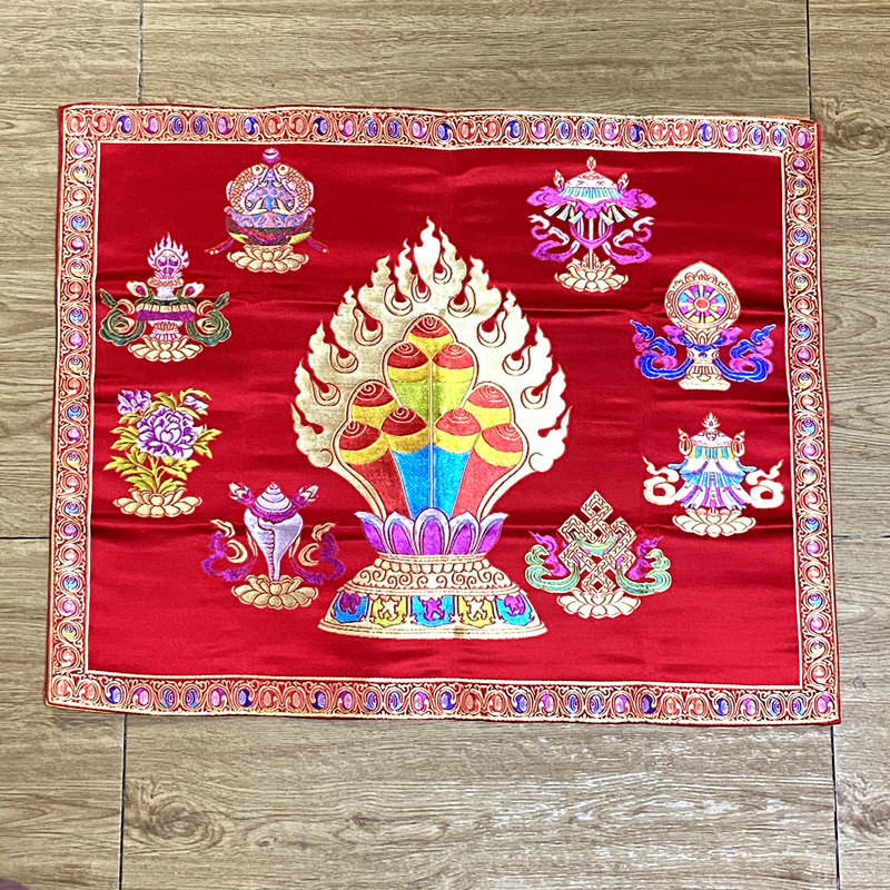 摩尼寶加八吉祥圖案法器墊桌布長67寬50厘米