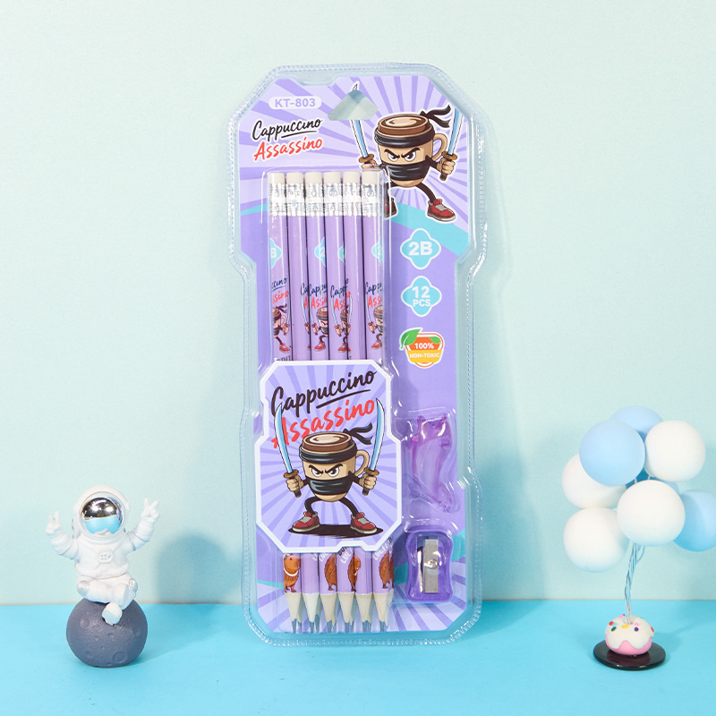 Transfronterizos extranjeros AI montaña y mar con lápiz de dibujos animados para estudiantes de primaria para niños con papelería especial 2B lápiz al por mayor