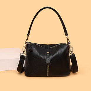 Strict selection of foreign trade women's bag 2025 new fashion handbag top layer cowhide simple versatile shoulder underarm bag