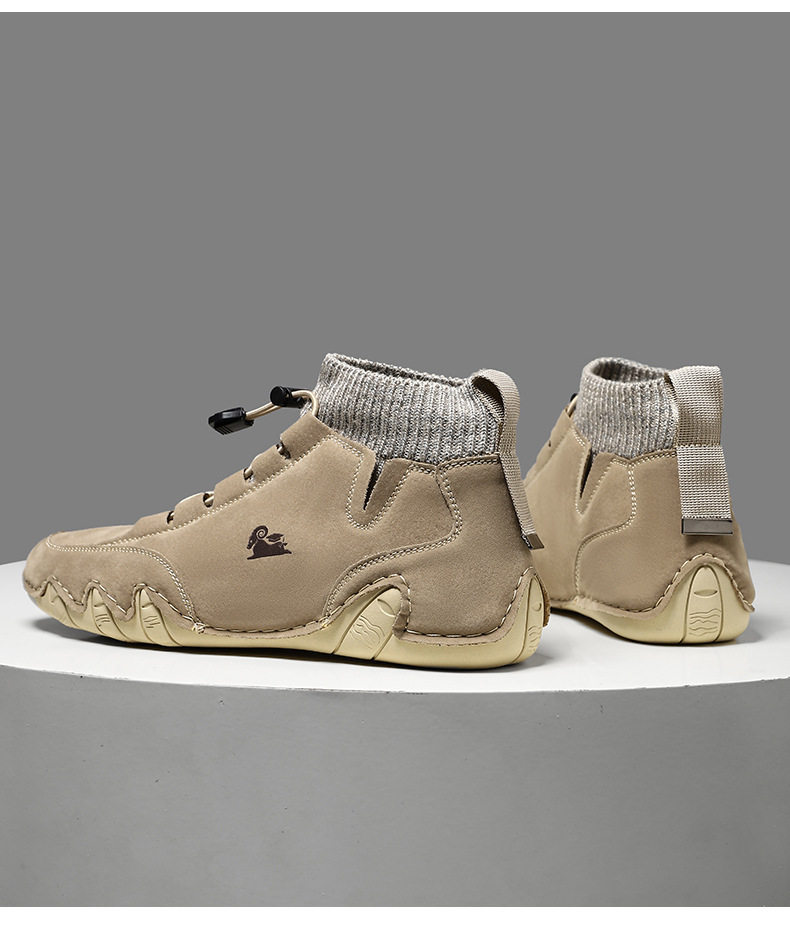 Bốt Martin cổ cao LDECK cổ vừa, thun co giãn, đế bằng, form unisex — C8007 kaki, C8007 màu xám, C8007 màu đen, C8007 đen M (kiểu lót nhung) chi tiết 29