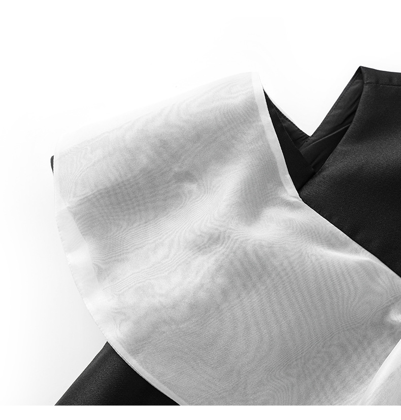 Váy liền nữ lụa phối satin organza tay ngắn thắt eo — Màu đen chi tiết 16
