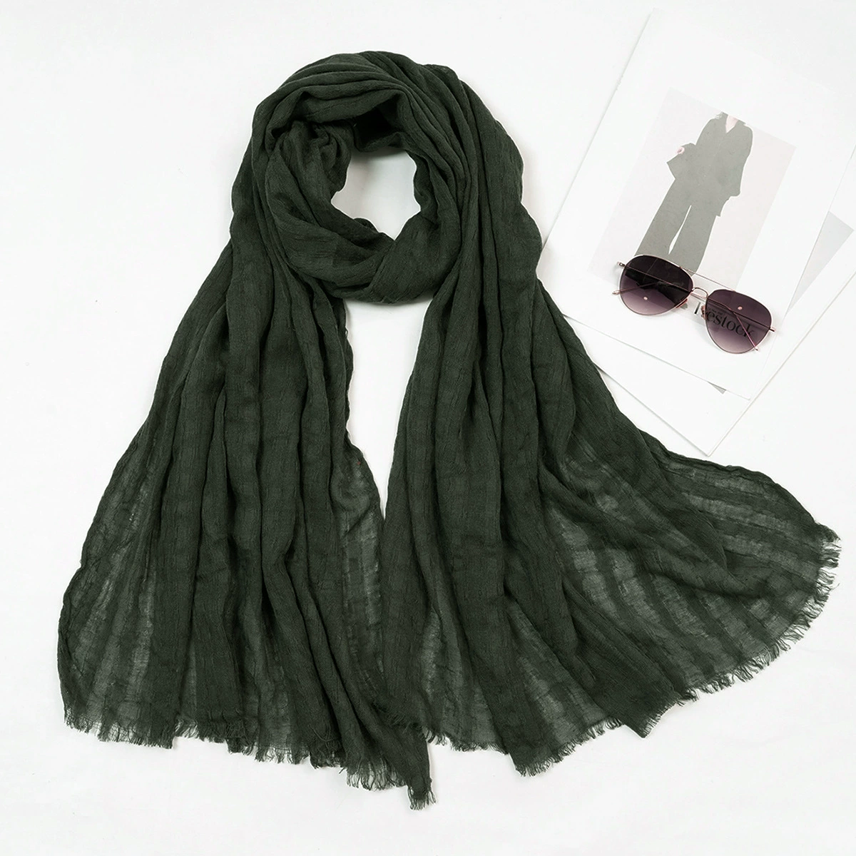 Classic universal solid fashionable cloak, scarf, European style, cotton and linen, wholesale