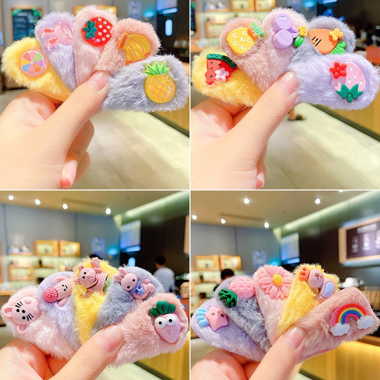 Otoño e Invierno de los niños de felpa horquilla accesorios para el cabello clip de bebé pelo roto BB clip lindo lana horquilla niña princesa accesorios para el cabello