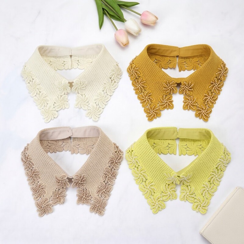 Factory In-Stock French Lace Detachable Collar with Pearl Embroidery Decoration for Women's Shirts and Sweaters, Versatile Removable Collar Factory In-Stock French Lace Detachable Collar with Pearl Embroidery Decoration for Women's Shirts and Sweaters, Versatile Removable Collar