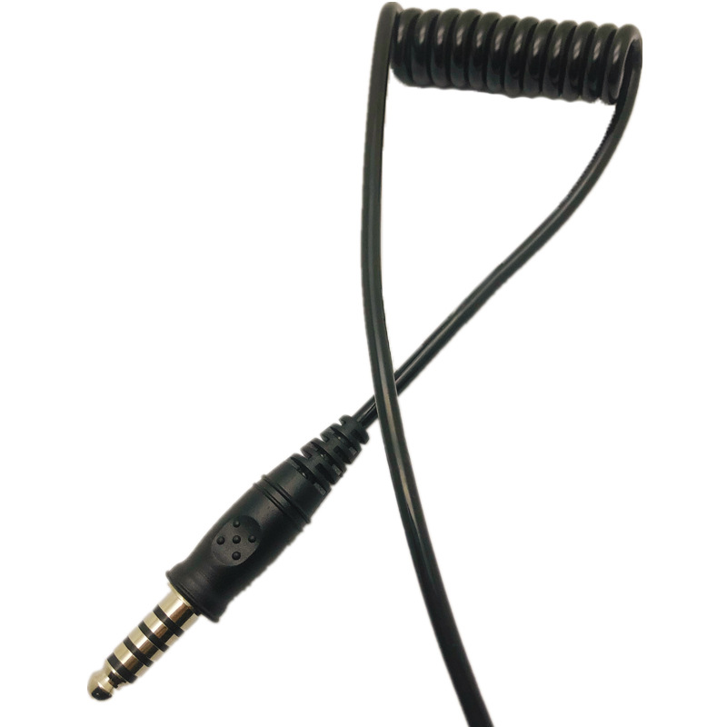 五级7.1mm赛车降噪耳机插头弹簧线收音机电子降噪头盔线来样定