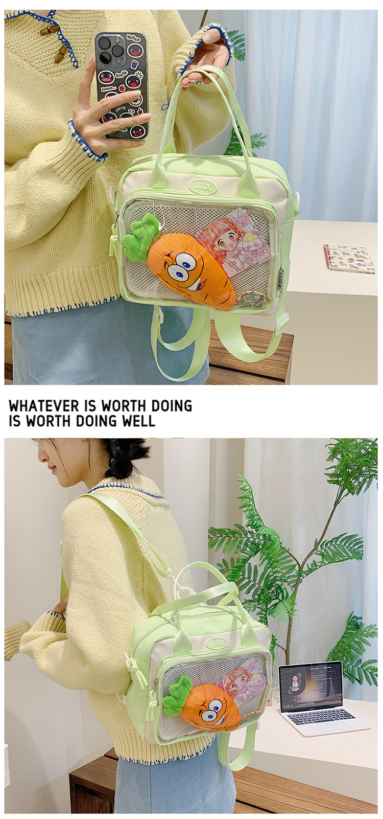 Cute and versatile pain bag, new large-capacity student commuting crossbody bag, Korean version hand-held transparent single-shoulder bag for women wholesale undefined